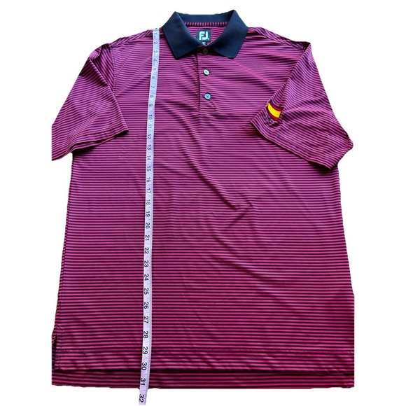 Footjoy Polo Golf Shirt Mens Medium Spain Performance Active Stretchy Striped - Picture 5 of 6